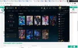 Conta de lol com 375 skins sendo 5 raríssimas, só você terá