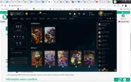 Conta de lol com 375 skins sendo 5 raríssimas, só você terá