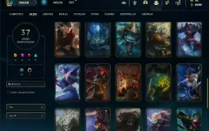 Conta Unranked com 100 Champs e 37 Skins