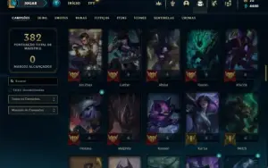 Conta Unranked com 100 Champs e 37 Skins