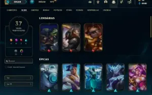 Conta Unranked com 100 Champs e 37 Skins