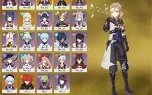 Zhongli, Albedo, Mona, Diluc, Qiqi Ar30