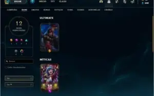 Conta platina 3 com 12 skins e 34 champs