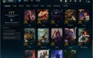 Conta platina 3 com 12 skins e 34 champs