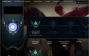 CONTA LOL PLATINA 4 COM 44V - 23D - MMR ALTO