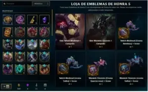 Conta Diamante, todos os campeões , 94 skins, 333 ícones.