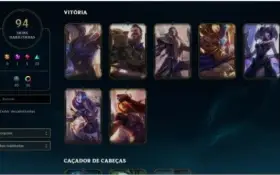Conta Diamante, todos os campeões , 94 skins, 333 ícones.