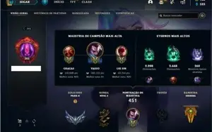 Conta prata 2 com 110 Champs e 70 Skins + 400k de Yasuo