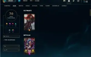 Conta prata 2 com 110 Champs e 70 Skins + 400k de Yasuo