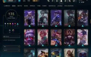 Unranked com 150 Champs e 135 Skins ( MID / JG / ADC )