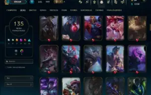 Unranked com 150 Champs e 135 Skins ( MID / JG / ADC )