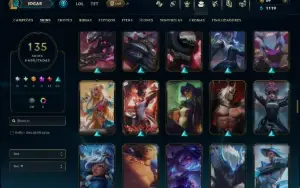 Unranked com 150 Champs e 135 Skins ( MID / JG / ADC )