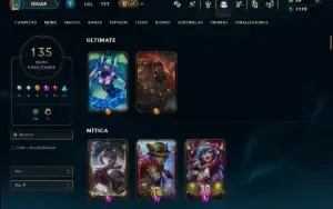 Unranked com 150 Champs e 135 Skins ( MID / JG / ADC )
