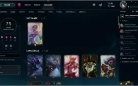 Conta Gold 4 nas duas filas 75 skins 112 campeões