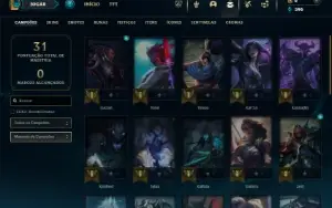 Unranked com 35 Champs e 9 Skins