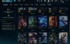 Unranked com 35 Champs e 9 Skins