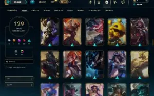 Prata 3 com TODOS os champs e 129 Skins