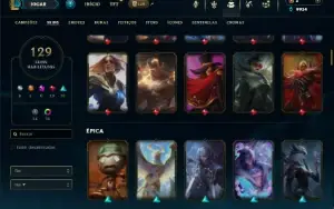Prata 3 com TODOS os champs e 129 Skins