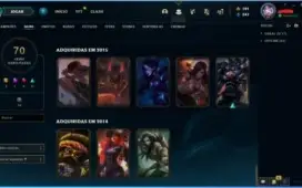 Conta Lol 2014 (3 Skins Vitoriosas e 70 Skins)