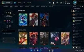Conta league of legends diamante 1 153 skins (3 ultimate)
