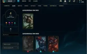 Conta platina 4 com 4 skins e 26 champs