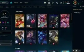 Conta League of Legends Nível 180 com 67 skins habilitadas
