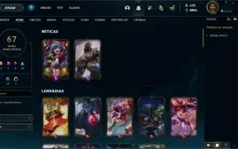Conta League of Legends Nível 180 com 67 skins habilitadas