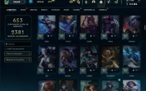 Diamante 3 com TODOS os champs e 273 Skins + 10 Vitoriosas