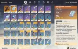 Diluc + Klee + 2x Arma 5* (Túmulo do Lobo + Oração) +10kgema