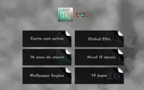 CSGO PRIME, Global Elite, 16 anos de steam, Steam Level 11