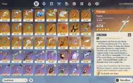 Genshin Impact AR 60, contendo 25 T5 perso + 24 Armas T5