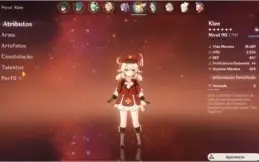 Conta genshin impact XIAO KLEE DILUC ALBEDO MONA KEQING AR56