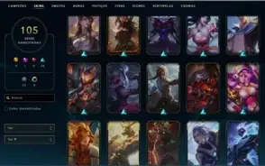conta lol platina 4 com emotes de grão mestre 105 skins