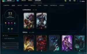 CONTA DE LOL PLATINA 2 COM 23 SKINS E 50 CAMPEÕES BARATO