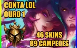 CONTA LOL 🌟 OURO 1🌟 46 SKINS 🌟 89 CAMPEOES
