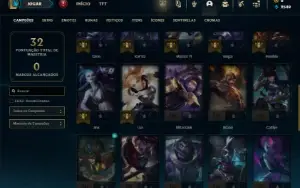 Diamante 1 com 40 Champs e 6 Skins