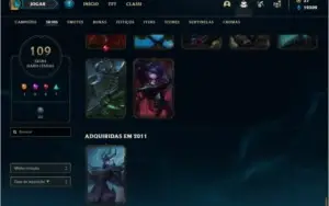 Conta urnanked com 118 champs e 109 skins + KAYLE JUIZA