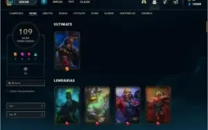 Conta urnanked com 118 champs e 109 skins + KAYLE JUIZA