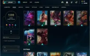 Conta urnanked com 118 champs e 109 skins + KAYLE JUIZA