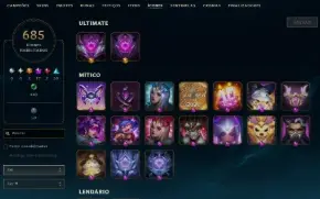 Conta LoL/Valorant Season 5, Skins prestigio e santuário