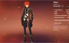 Conta com Diluc e mais 11 personagens AR 30