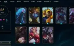Level 203, Prata 1, 56 skins, 101 champs