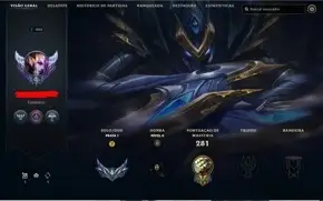 Level 203, Prata 1, 56 skins, 101 champs