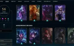 Level 203, Prata 1, 56 skins, 101 champs
