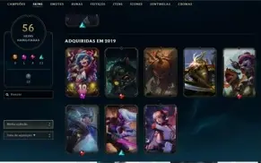 Level 203, Prata 1, 56 skins, 101 champs