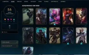 Level 203, Prata 1, 56 skins, 101 champs