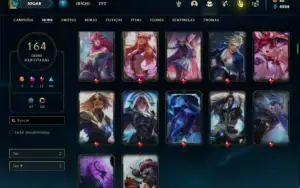 Conta Unranked com 150 Champs e 164 Skins ( MAIN SUP )