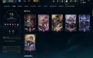 Mestre com 150 Champs e 78 Skins ( 429 PDL ) +6 Prestigios