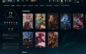 Mestre com 150 Champs e 78 Skins ( 429 PDL ) +6 Prestigios