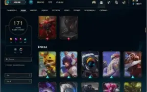 Conta ouro 4 com 122 champs e 171 skins (5 Vitoriosas)